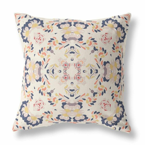 Homeroots 18 in. Filigree Indoor & Outdoor Zip Throw Pillow White & Blue 411196